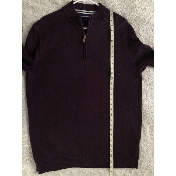 Mizzen+Main Sweater Mens XL Cassady Quarter Zip Plum Heather Mock Neck Pullover - Picture 13 of 14